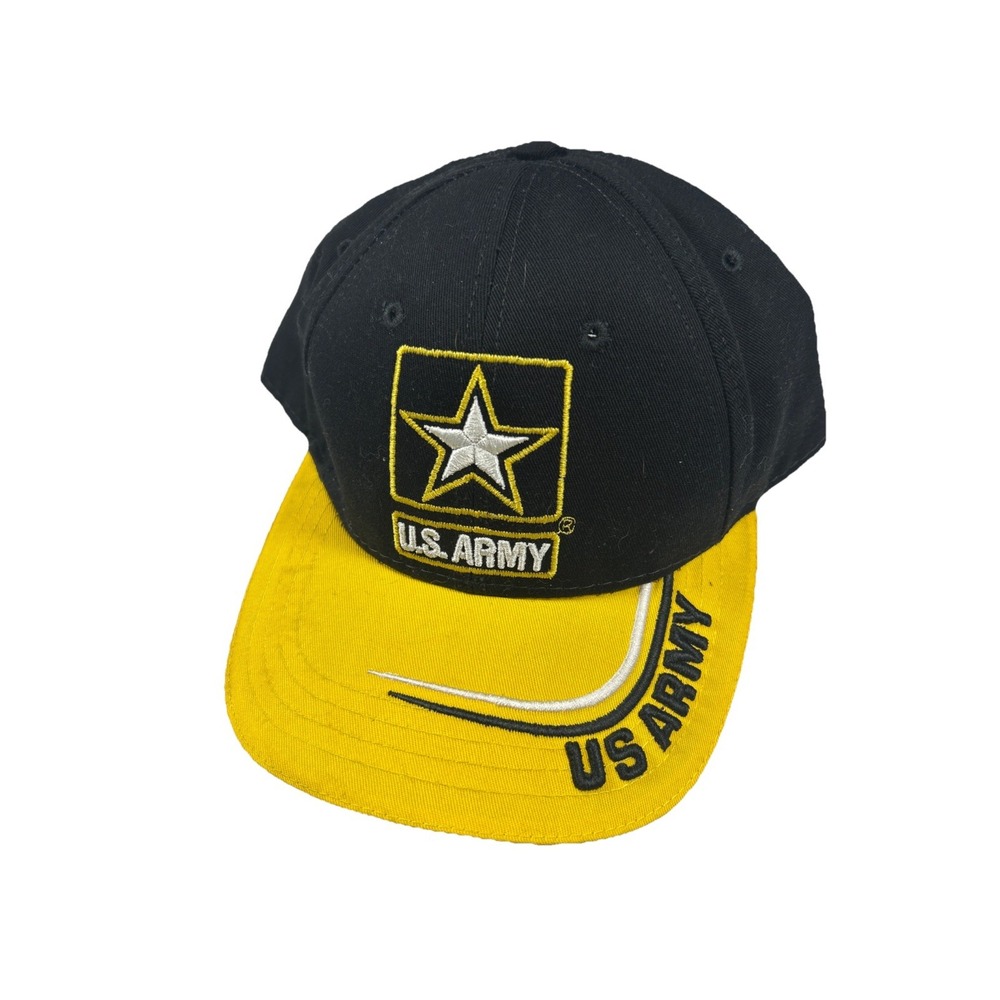 US Army Hat Yellow Black Star Emblem Army Strong Cap Adjustable Strap